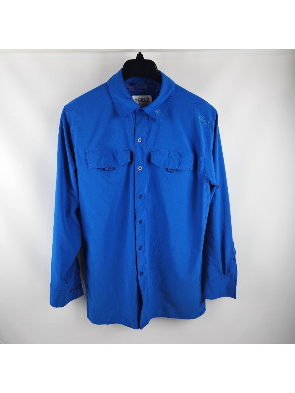 Gillz Shirt Men M Blue Long Sleeve Button Up Fishing Shirt